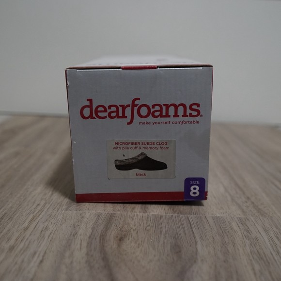 NEW! Dearfoams Memory Foam Black Furry Slippers Women size 8 - Picture 2 of 5